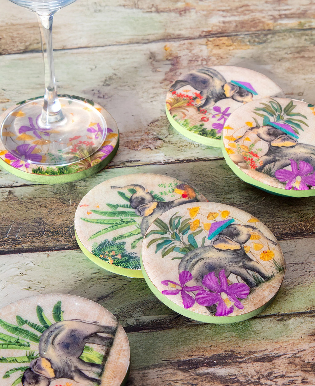 Elephant Tropical Garden Coasters (Set of 4)