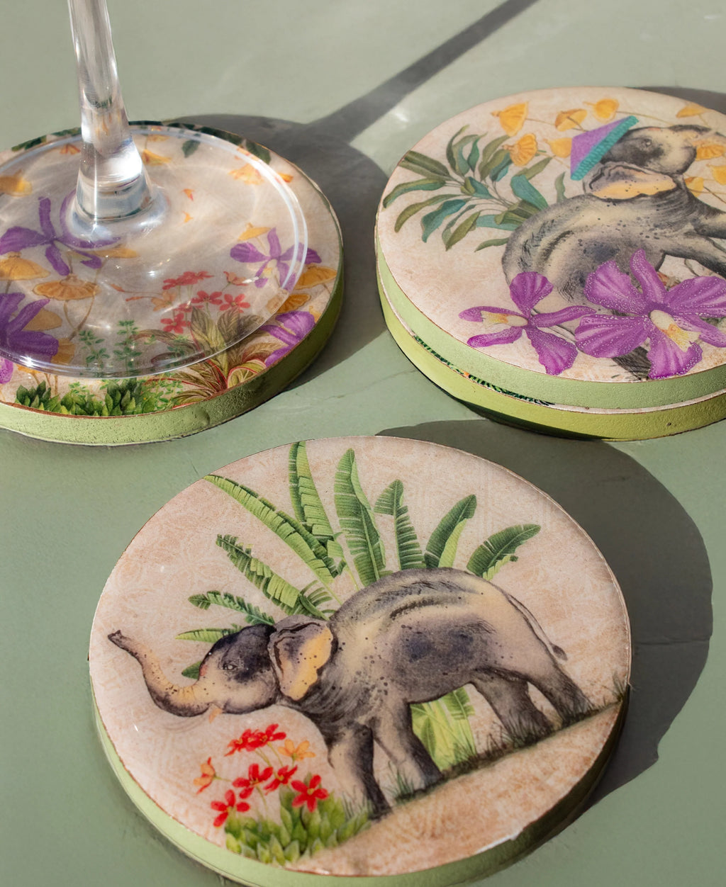 Elephant Tropical Garden Coasters (Set of 4)