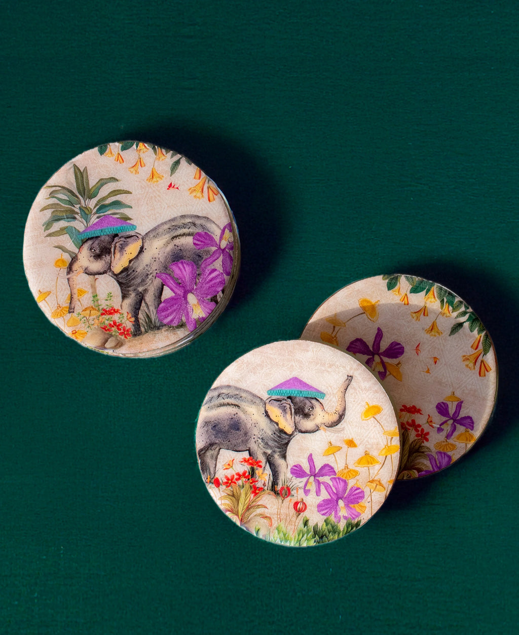 Elephant Tropical Garden Coasters (Set of 4)