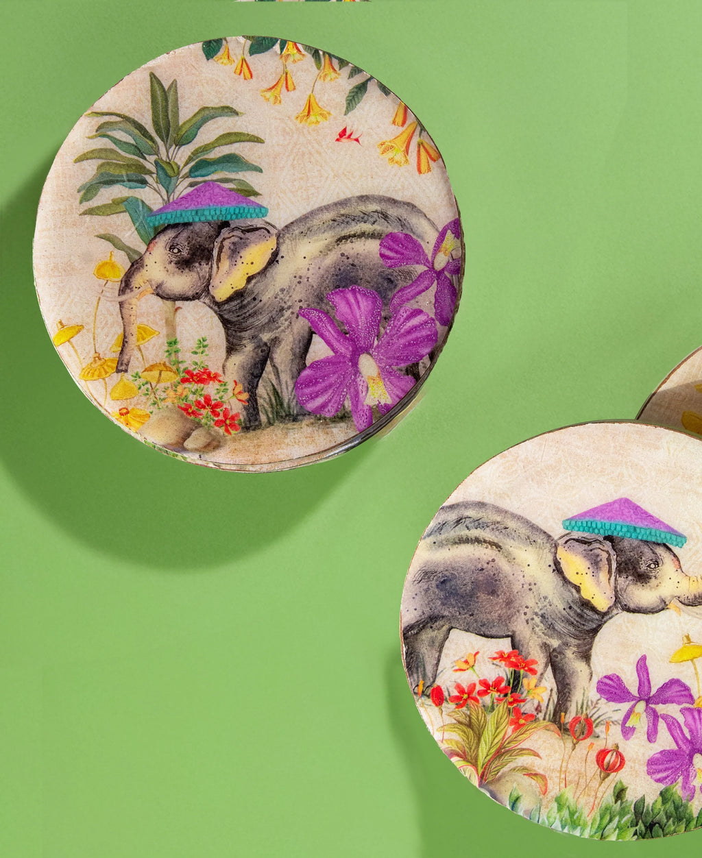 Elephant Tropical Garden Coasters (Set of 4)