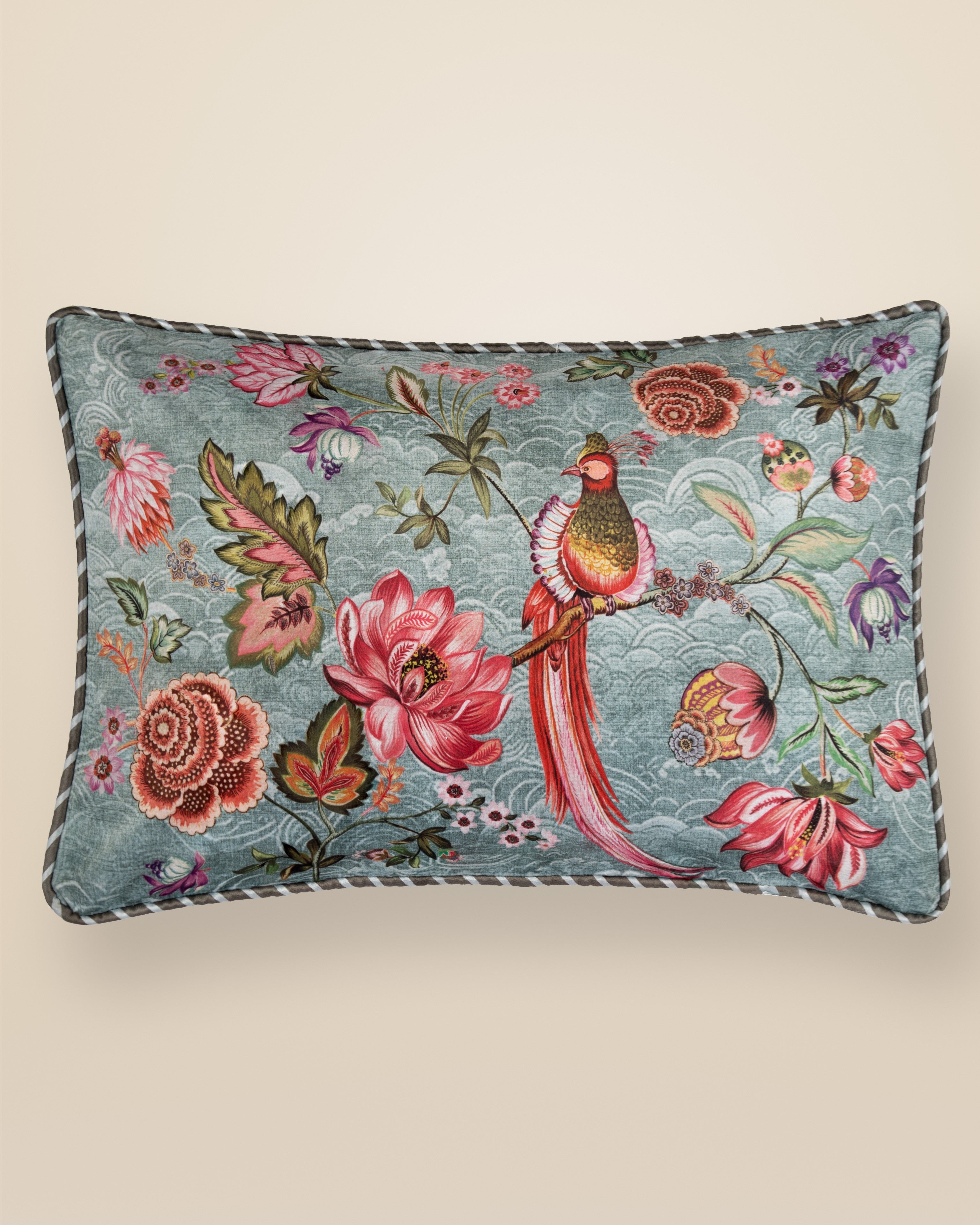 Chintz Bird Blue Cushion Slim