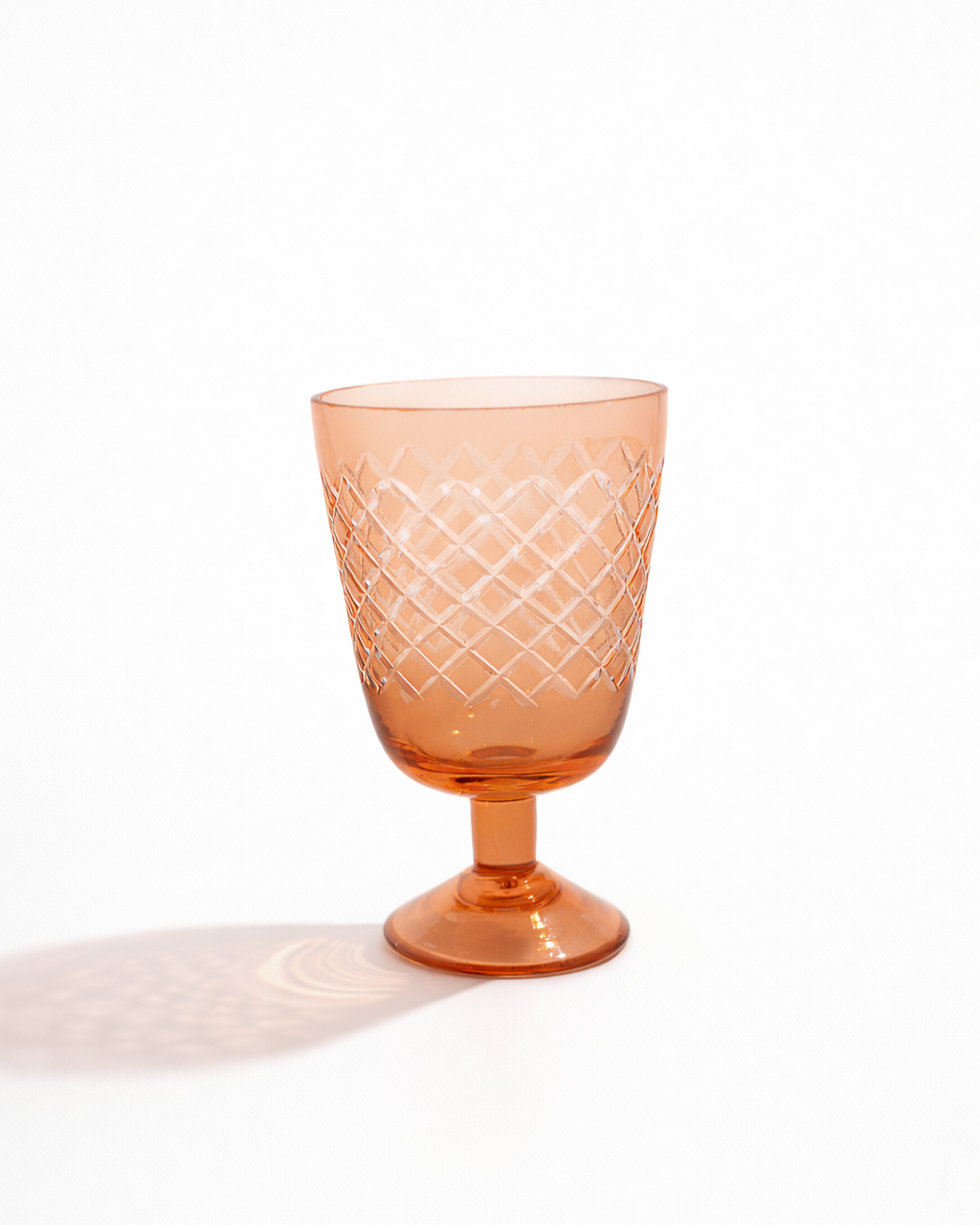 Peach Diamond Cut Goblet — Set of 4