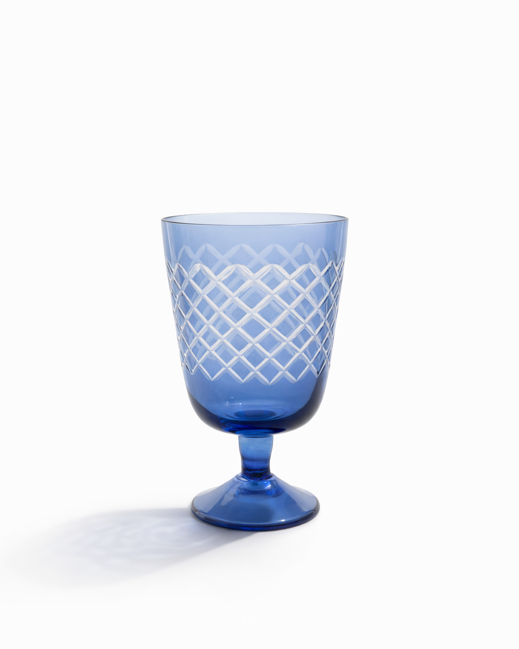Indigo Diamond Cut Goblet — Set of 4