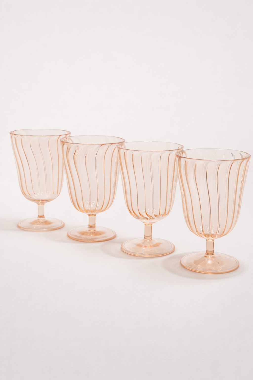 Amber Ribbed Goblet — Set of 4