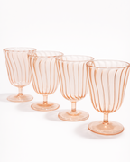 Amber Ribbed Goblet — Set of 4