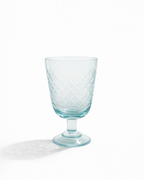 Aqua Diamond Cut Goblet — Set of 4
