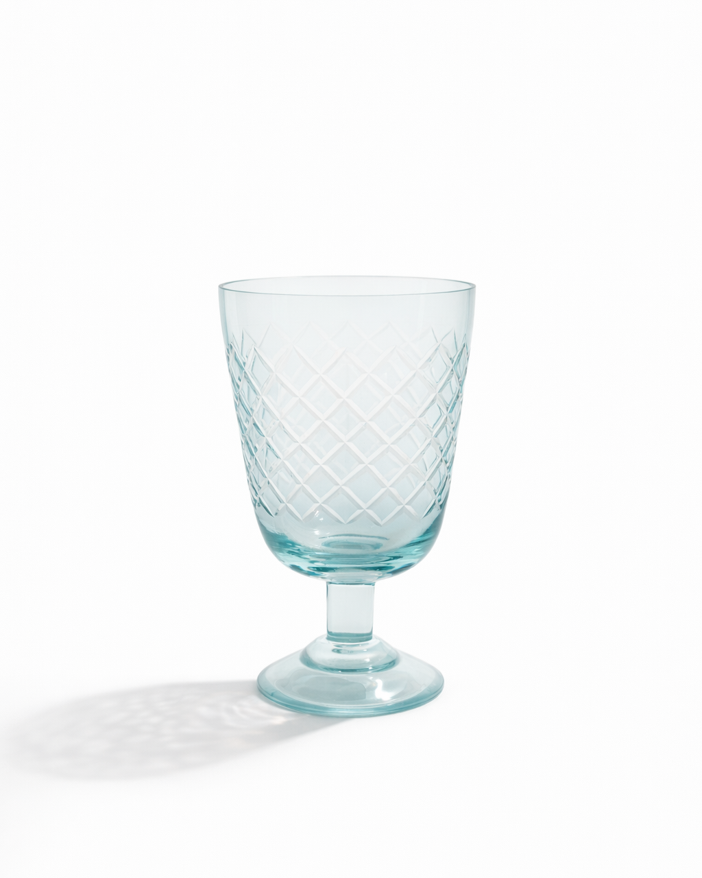 Aqua Diamond Cut Goblet — Set of 4