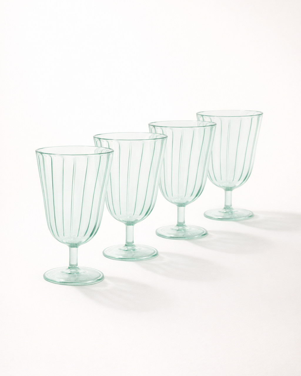 Glacé Mint Ribbed Goblet — Set of 4