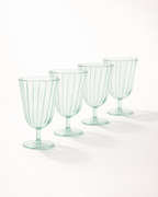 Glacé Mint Ribbed Goblet — Set of 4