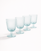 Aqua Diamond Cut Goblet — Set of 4