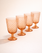 Peach Diamond Cut Goblet — Set of 4