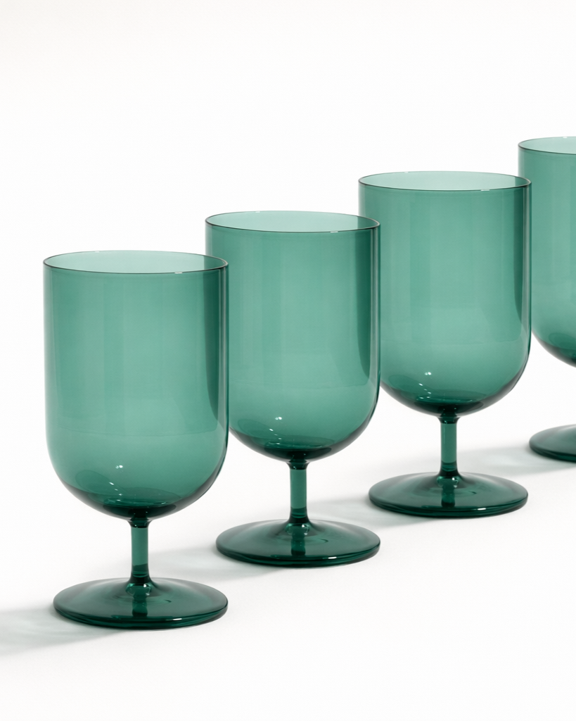 Forest Teal Bistro U Glass — Set of 4
