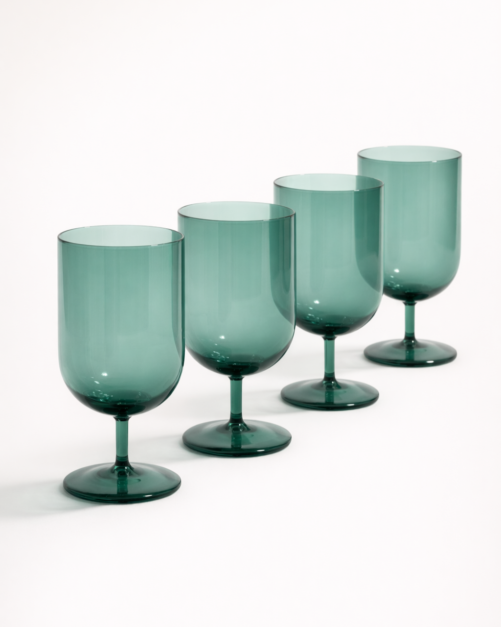 Forest Teal Bistro U Glass — Set of 4