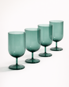 Forest Teal Bistro U Glass — Set of 4