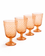 Peach Diamond Cut Goblet — Set of 4
