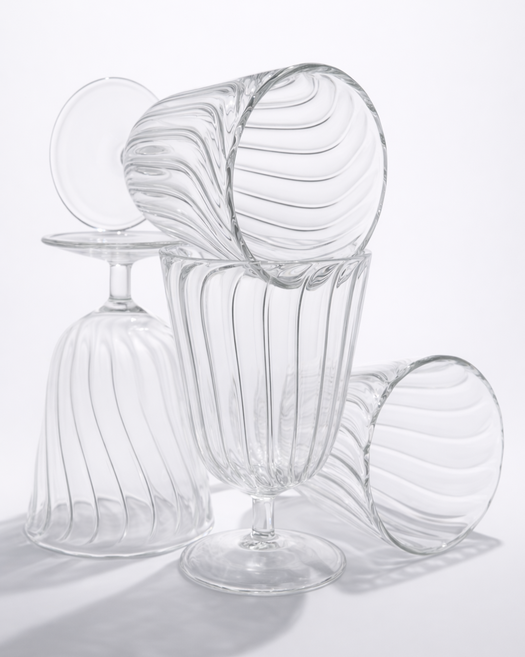 Crystal Clear Ribbed Goblet — Set of 4