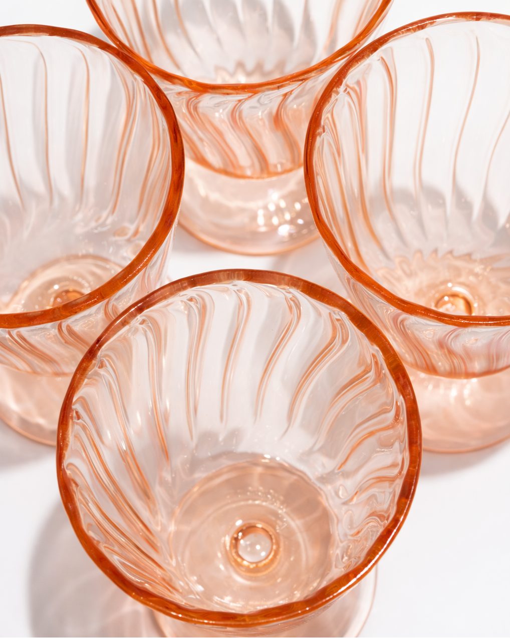 Amber Ribbed Goblet — Set of 4