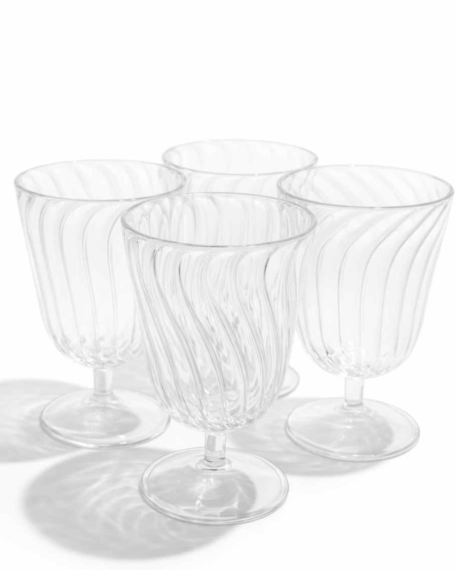 Crystal Clear Ribbed Goblet — Set of 4