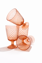 Peach Diamond Cut Goblet — Set of 4