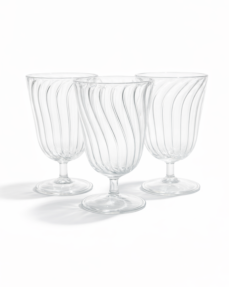Crystal Clear Ribbed Goblet — Set of 4