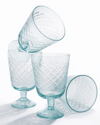 Aqua Diamond Cut Goblet — Set of 4