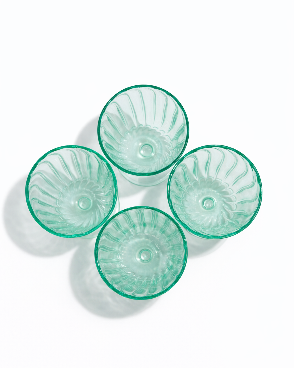 Glacé Mint Ribbed Goblet — Set of 4